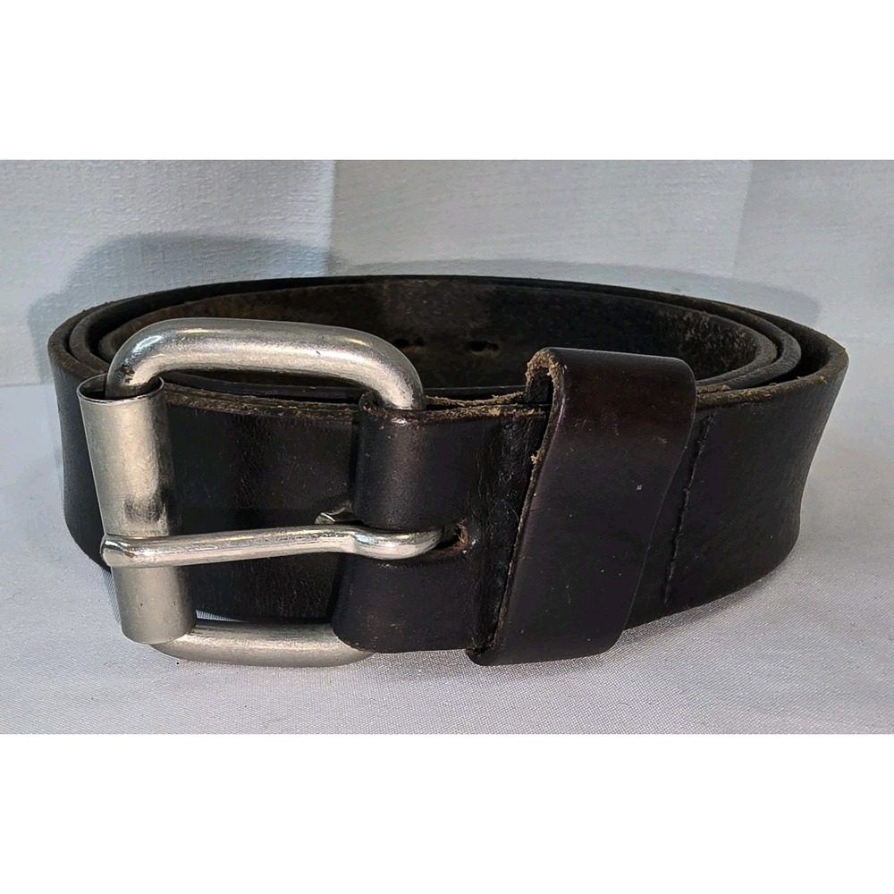 Merona Brown Genuine Leather Dress Belt Size XL Extra Large‎ 49" length